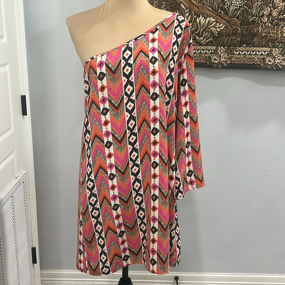 The Impeccable Pig Geometrical One Shoulder Long Sleeve Dress. Size L